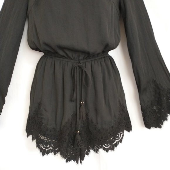 Kendall & Kylie Black Romper Size XS Lace Trim Whimsigoth Witchy Grunge Goth - Picture 3 of 11
